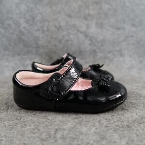 Jumping Beans Shoes Infant 4 Mary Jane Flats Adjustable Strap Black Bow Patent